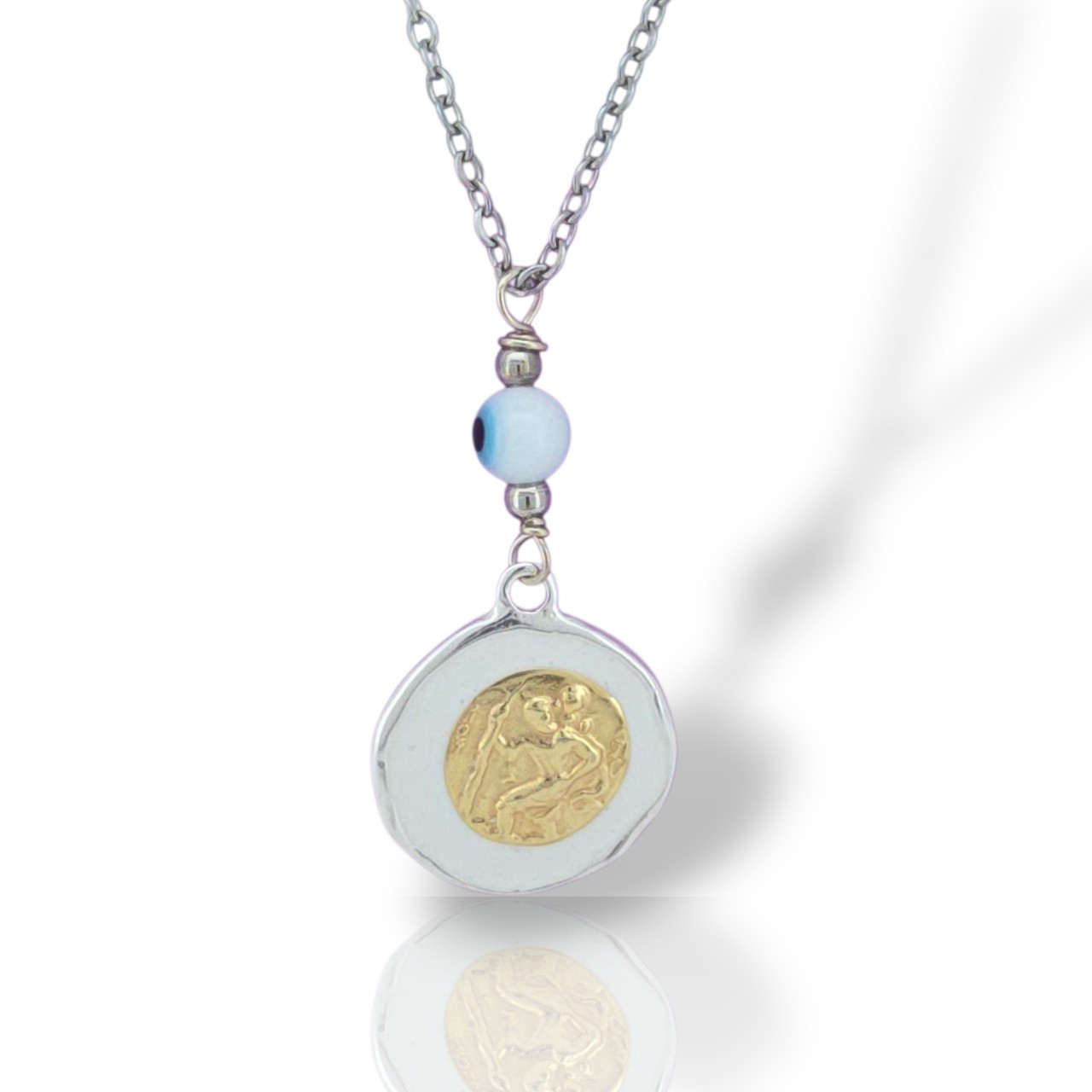 Φυλαχτό αυτοκινήτου Αγ. Χριστόφορος απο ασήμι 925° (code L0082235)